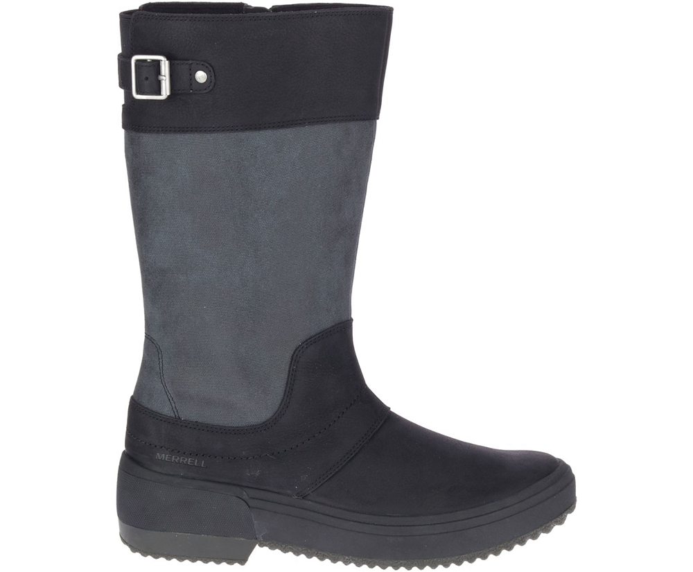 Merrell Boots Black - Haven Tall Buckle Waterproof - Womens 65WDJKQTL
